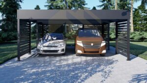 Aluminium dubbele carport belsay 01