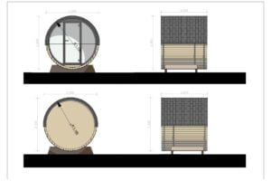 houten barrelsauna warrington 2.3x2.0 facad