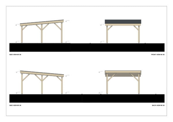 Houten Dubbele Carport Aethelstan, 5x4 m 10