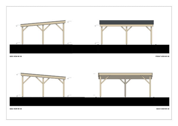 Houten Dubbele Carport Aethelstan, 5x5 m 4