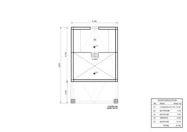 Blokhut Eva, (44 mm + gevelbekleding), 39m² met 12m² zolder 9