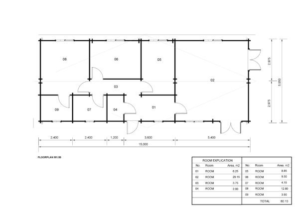 Blokhut Rick (Geïsoleerd, 44+44mm), 90m² 10