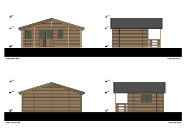 Blokhut Tom, 44mm, 21m² met 11m² veranda 5