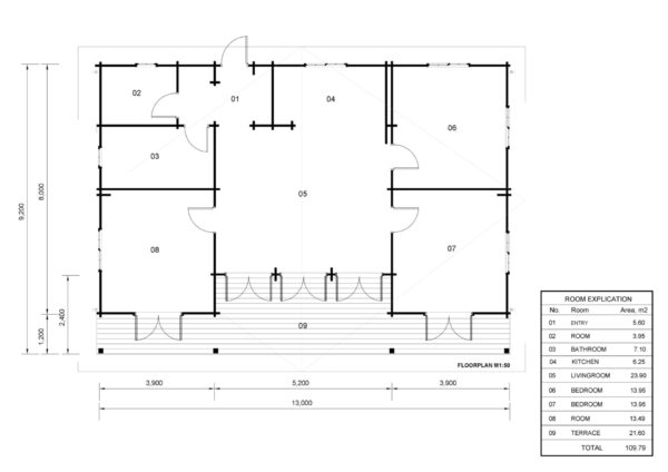 Blokhut Tess, (44+44mm), 100m² 11