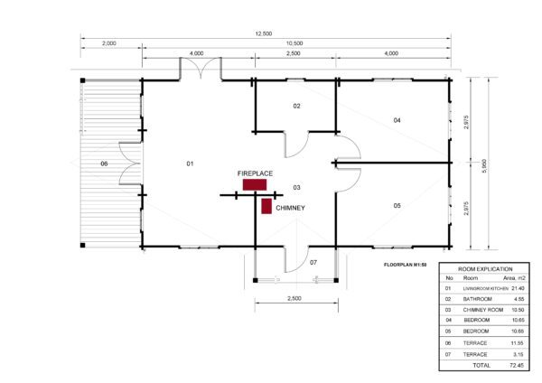 Blokhut Esmee (44 mm), 63m² 9