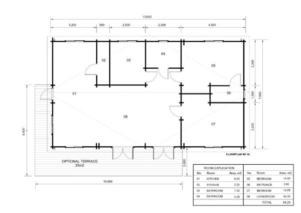 Blokhut Mark (Geïsoleerd, 44+44 mm), 103 m² 9