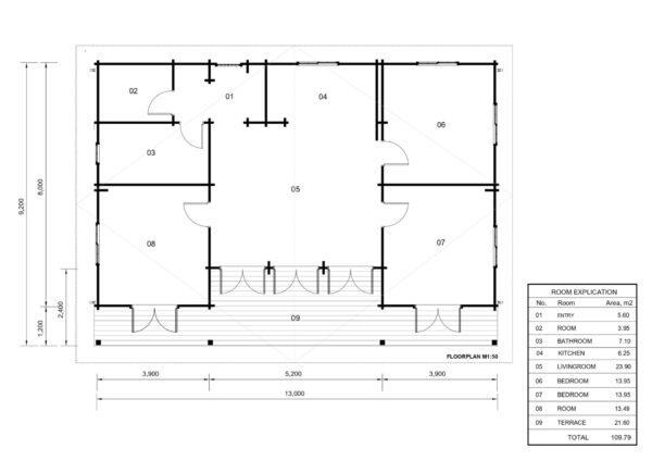 Blokhut Tess (Geïsoleerd, 44+44mm), 100m² - Afbeelding 7