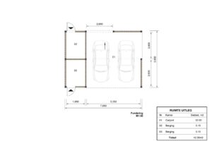 Dubbele houten carport met berging Aura, 7.6x5.6, 42.50m²