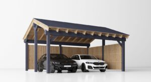 Dubbele houten carport Olivia S, 6x6, 36m²