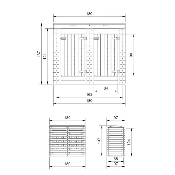 Double Trash Bin Cover – 97 x 180 cm – 1 m2-