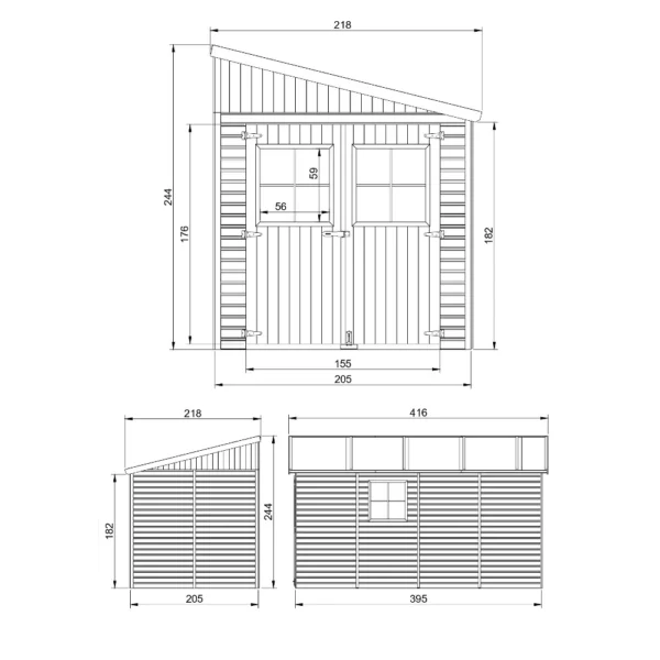 Wooden Shed - 205 x 395 cm – 8 m2-04